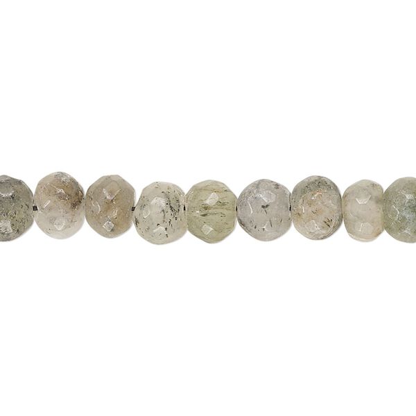 Black spotted quartz 1pkg1, hand-cut faceted uneven round / rondelle bead natural 14 inch 6-7mm / 7x5mm image number 0