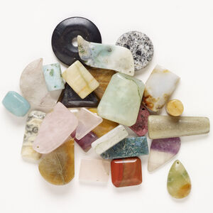 Multi-gemstone 1pkg8oz, mixed-drilled puffed / flat mixed shapes drop mix 10x5mm-60x40mm