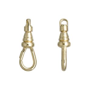 Clasp swivel 1pkg100 gold-plated, 22x8mm clip, brass / steel 1-strand