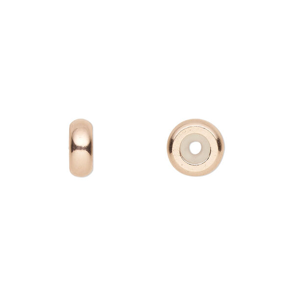 Bead keeper, silicone and copper-plated brass, clear, 9x3.5mm rondelle. Sold per pkg of 4. image number 0