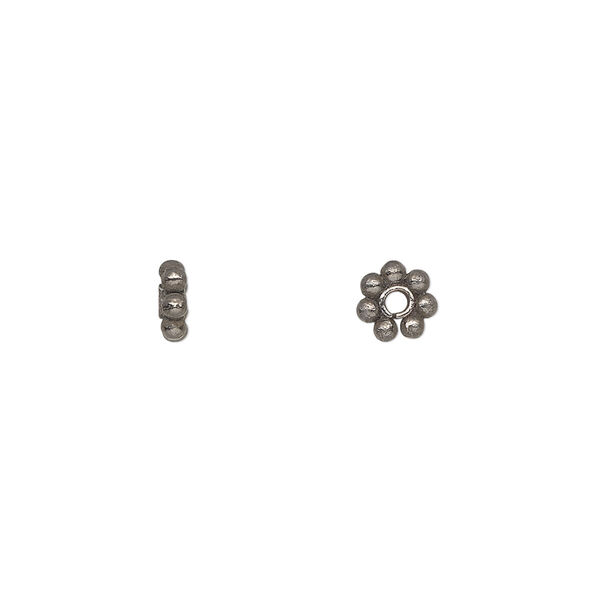 Bead, gunmetal-plated copper, 6x2mm beaded rondelle. Sold per pkg of 50. image number 0