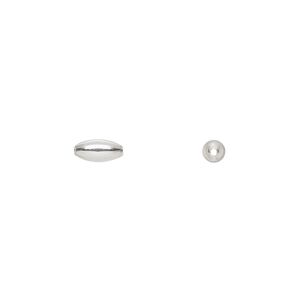 Bead, sterling silver, 7x3mm smooth oval. Sold per pkg of 100.