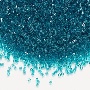 Seed bead, Delica®, glass, pkg/250g, #15 round, transparent teal (DBS-1108).