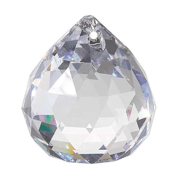 Suncatcher 1pk clear, Asfour Crystal 35x30mm top-drilled faceted round teardrop image number 0