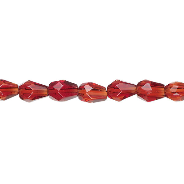 Garnet 1pkg1, hand-cut faceted teardrop bead 15.5-16 inch 8x5mm image number 0