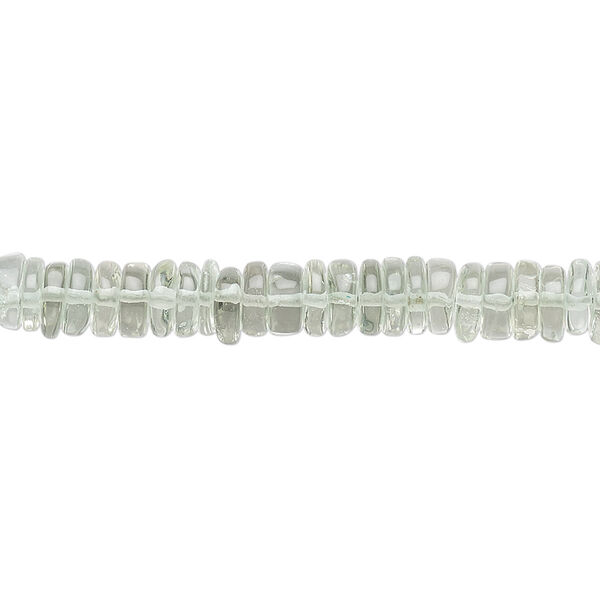 Bead, green quartz (heated), 4x1mm-6x2mm hand-cut rondelle, B+ grade, Mohs hardness 7. Sold per 8-inch strand, approximately 100-150 beads. image number 0