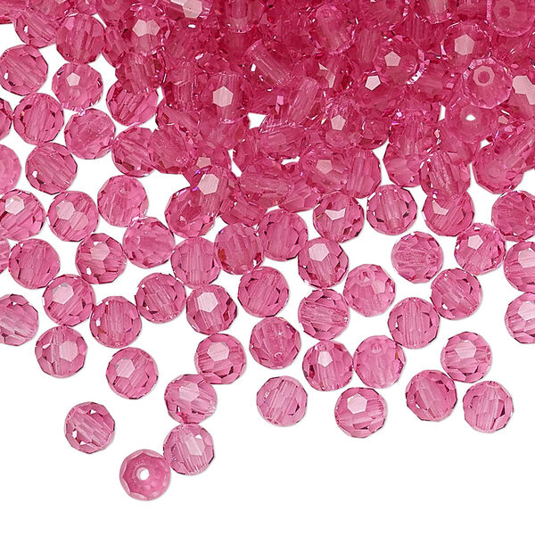 Bead 24pk rose, Preciosa Czech crystal 4mm round image number 0