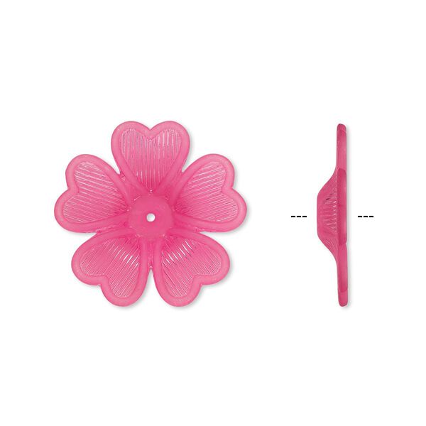 Component, acrylic, frosted fuchsia, 42x7mm flower. Sold per pkg of 25. image number 0