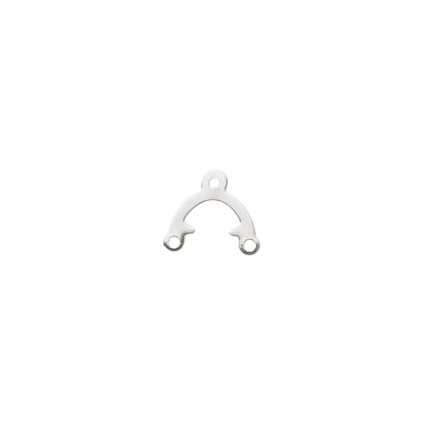 Connector, silver-plated brass, 9x5mm, 1 to 2 loops. Sold per pkg of 100. image number 0