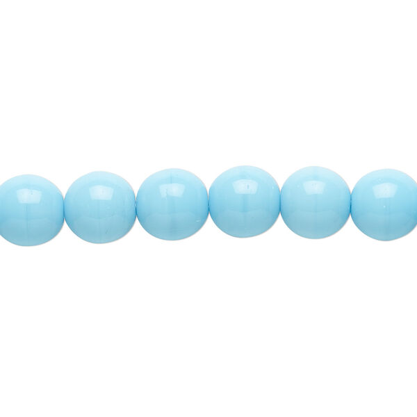 Bead, Preciosa Czech glass druk, pkg/15-1/2 to 16 inches, opaque turquoise blue, 8mm round. image number 0