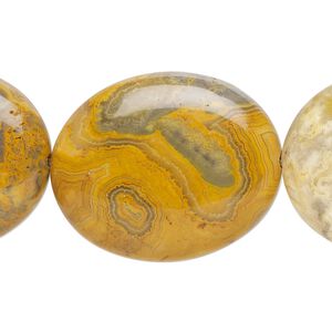 Crazy lace agate 1pkg1, flat oval bead natural 15.5-16 inch 30x25mm