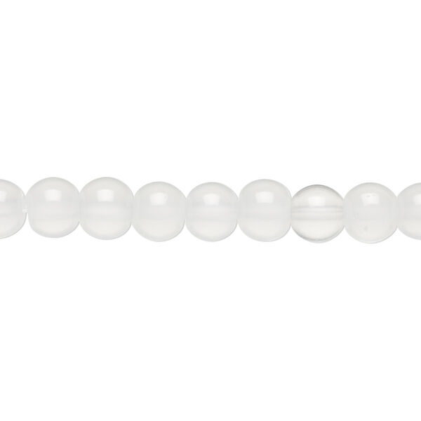Bead, glass, translucent clear, 5-6mm round. Sold per 12-inch strand. image number 0