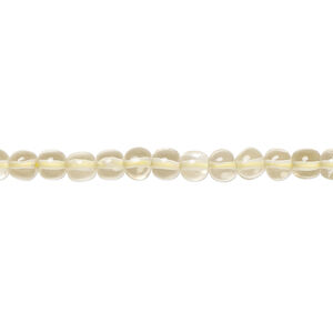 Lemon quartz 1pkg1, hand-cut pebble bead, 14 inch small