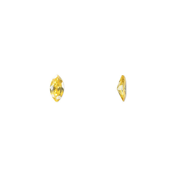 Gem, cubic zirconia, topaz gold, 6x3mm faceted marquise, Mohs hardness 8-1/2. Sold per pkg of 5. image number 0