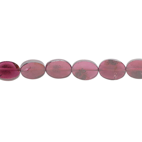 Rhodolite garnet 1pkg1, hand-cut flat oval bead B grade, 15.5-16 inch 7x5mm-8x6mm image number 0