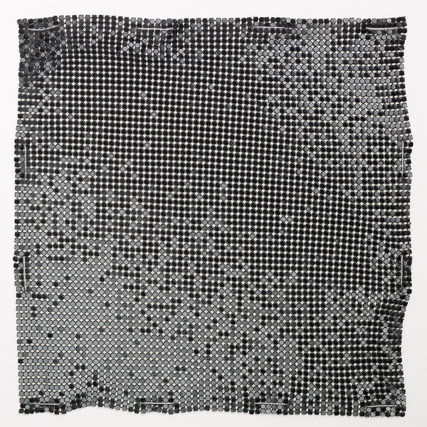 Sequin sheet, anodized aluminum, black, 8-inch single-sided square with 3mm sequins, 1.5mm thick. Sold individually. image number 0