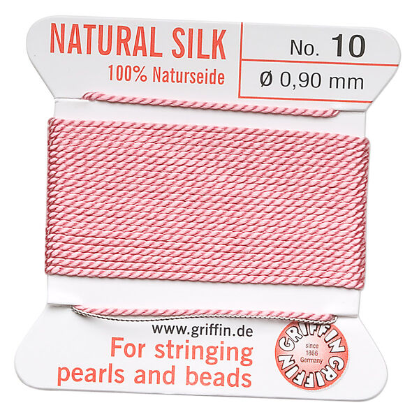 Thread, Griffin, silk, dark pink, size #10. Sold per 2-meter card (approximately 78 inches). image number 0