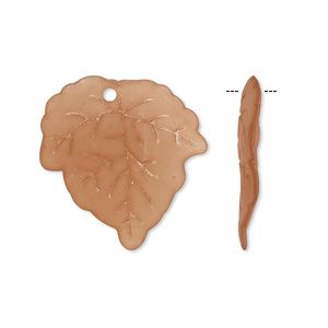 Drop, acrylic, frosted light brown, 24x23mm leaf. Sold per pkg of 100.