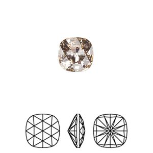 Fancy stone 2pk vintage rose foil back, Crystal Passions® 10mm rose cut cushion 4471