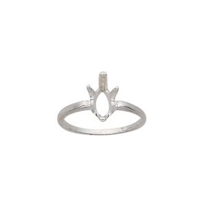 Ring, Sure-Set™, sterling silver, 10x5mm 6-prong marquise basket setting, size 6. Sold individually.