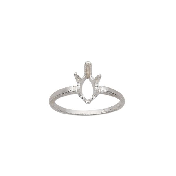 Ring, Sure-Set™, sterling silver, 10x5mm 6-prong marquise basket setting, size 6. Sold individually. image number 0
