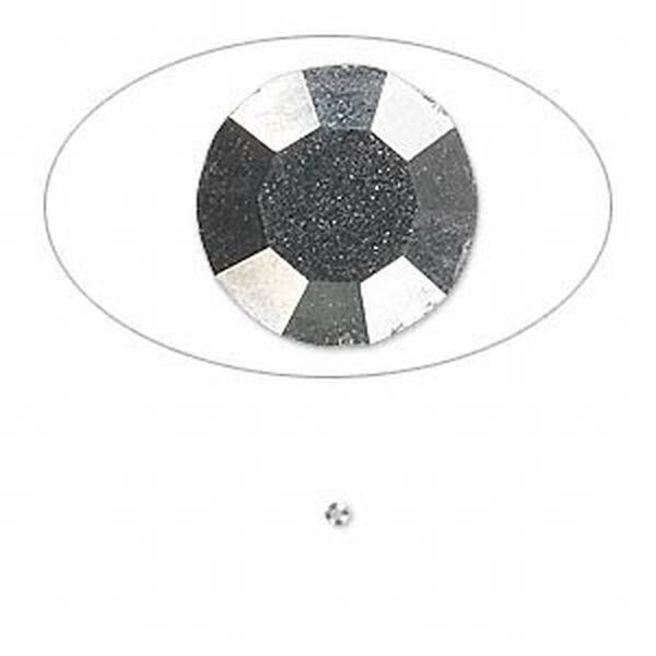 Chaton, glass rhinestone, hematite black, foil back, 1.5-1.6mm faceted round, PP9. Sold per pkg of 72. image number 0