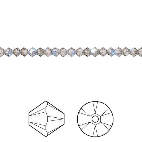 Bead 144pk black diamond shimmer, Crystal Passions® 3mm bicone 5328 image number 0
