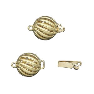 Clasp tab 1pkg1 14Kt gold, 11mm twisted round / safety latch, 1-strand