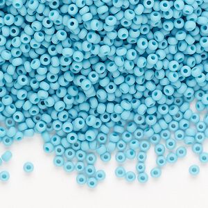 Seed bead, Preciosa Ornela, Czech glass, pkg/50g, opaque matte turquoise blue, #10 rocaille.