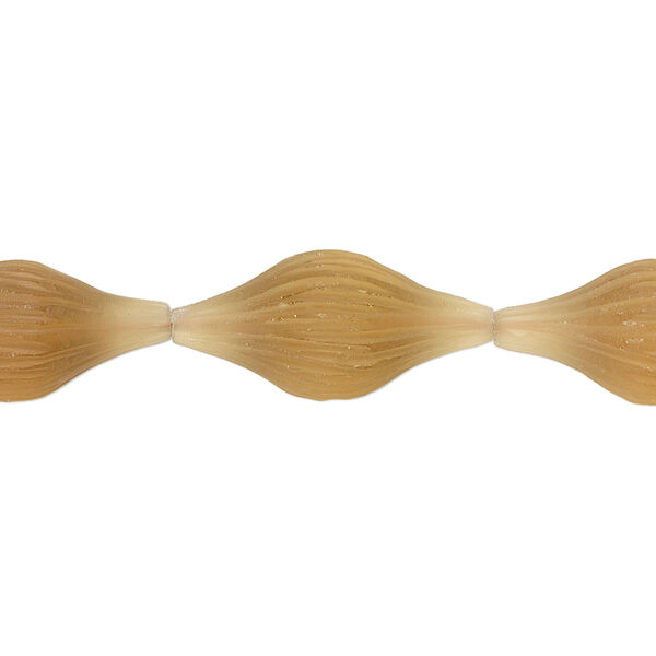 Bead, golden quartz (heated), light to dark frosted, 18x8mm-22x10mm hand-cut corrugated pulled oval, B+ grade, Mohs hardness 7. Sold per pkg of 4. image number 0