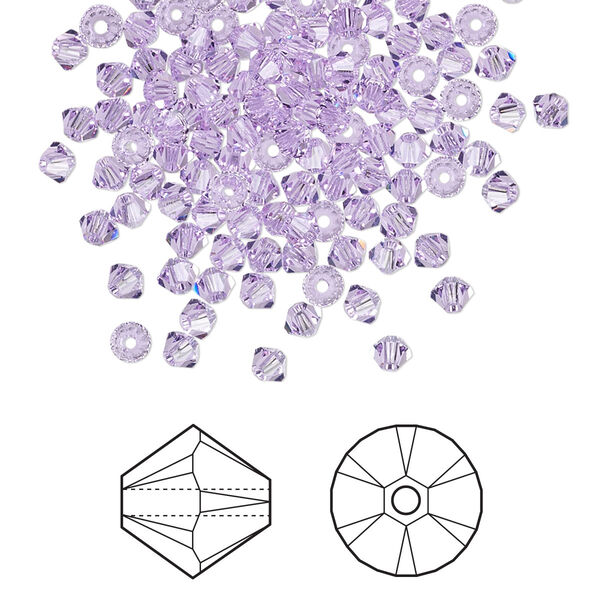 Bead 48pk violet, Crystal Passions® 3mm bicone 5328 image number 0