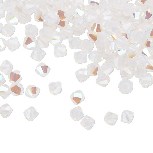 Bead 1440pk white opal shimmer, Swarovski® 4mm XILION bicone 5328 image number 0