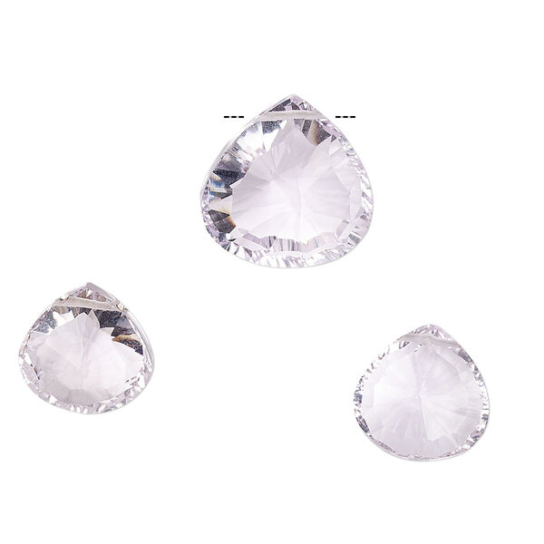 Lavender amethyst 1pkg3, hand-cut top-drilled faceted puffed teardrop bead natural A- grade, 11mm / 14mm image number 0