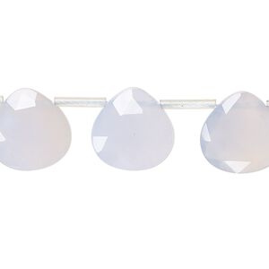 Blue chalcedony 1pkg23, hand-cut top-drilled faceted puffed teardrop bead 12-13mm