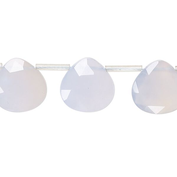 Blue chalcedony 1pkg23, hand-cut top-drilled faceted puffed teardrop bead 12-13mm image number 0