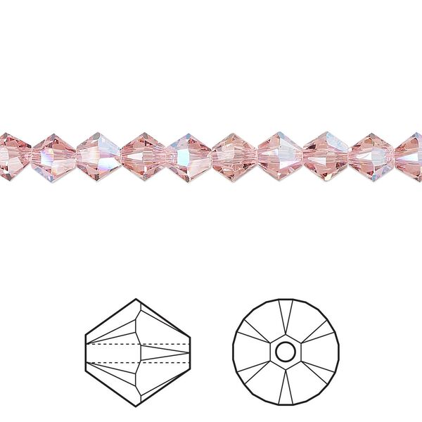 Bead 24pk light rose shimmer, Crystal Passions® 5mm bicone 5328 image number 0