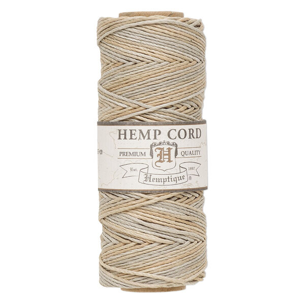 Cord, Hemptique®, polished hemp, variegated sandalwood, 1mm diameter, 20-pound test. Sold per 205-foot spool. image number 0
