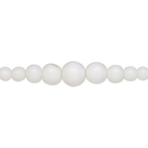Bead, vintage glass, white, 3-9mm graduated round. Sold per 15" to 16" strand.