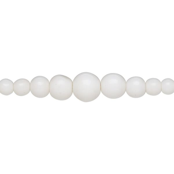 Bead, vintage glass, white, 3-9mm graduated round. Sold per 15" to 16" strand. image number 0