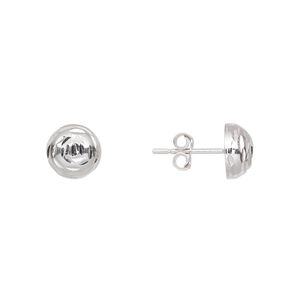 Earstud, sterling silver, 8mm diamond-cut half-ball with post. Sold per pair.