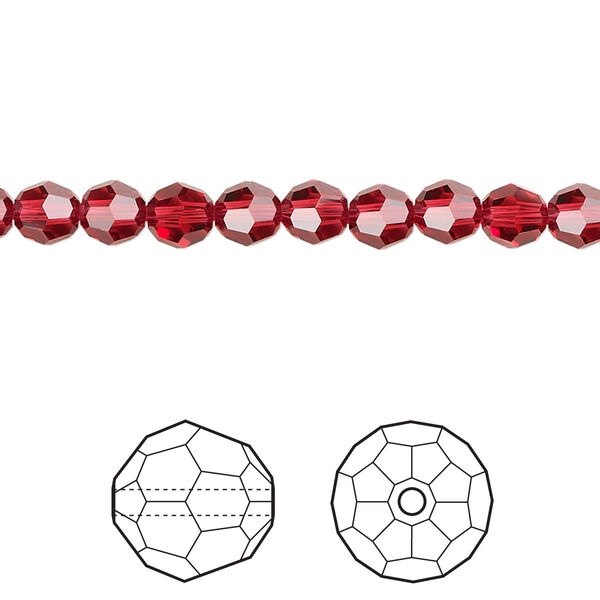 Bead 12pk scarlet, Crystal Passions® 5mm round 5000 image number 0