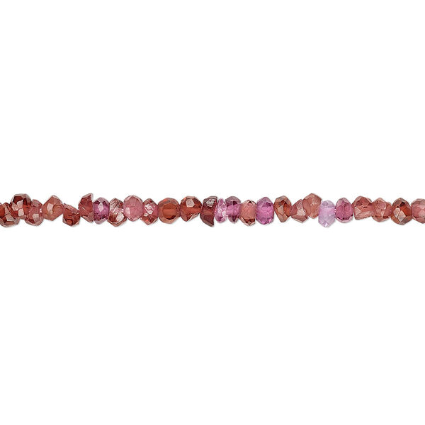 Bead, rhodolite garnet and garnet (dyed), 2x1mm-3x2mm hand-cut faceted rondelle with 0.4-0.6mm hole, C- grade, Mohs hardness 7 to 7-1/2. Sold per 13-inch. image number 0