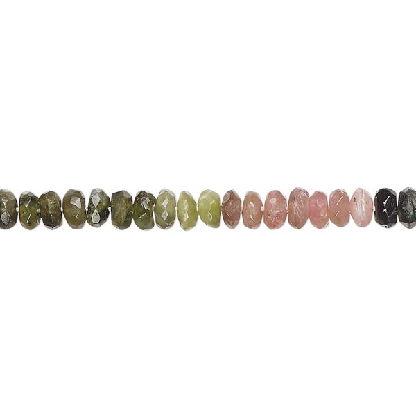 Multi-tourmaline 1pkg1, hand-cut faceted rondelle bead natural 15 inch 4x2mm-5x3mm image number 0