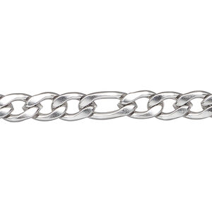 Chain 1pkg1 figaro, 6.25mm, stainless steel 5 foot unfinished