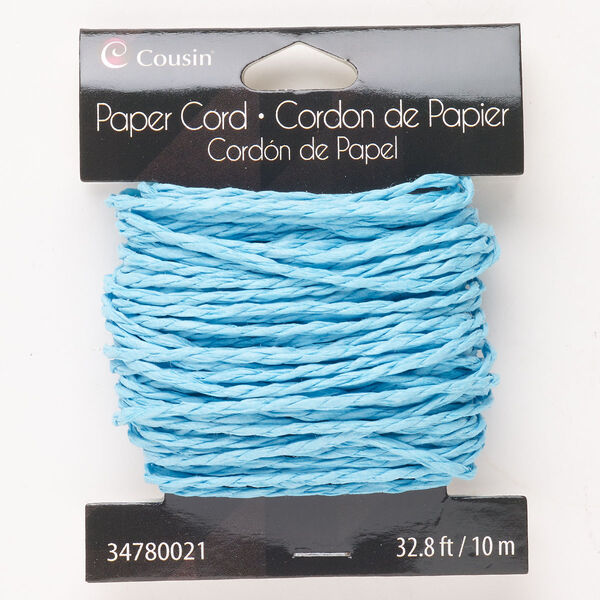 Cord, paper, pkg/10m, baby blue, 2-3mm twisted round. image number 0