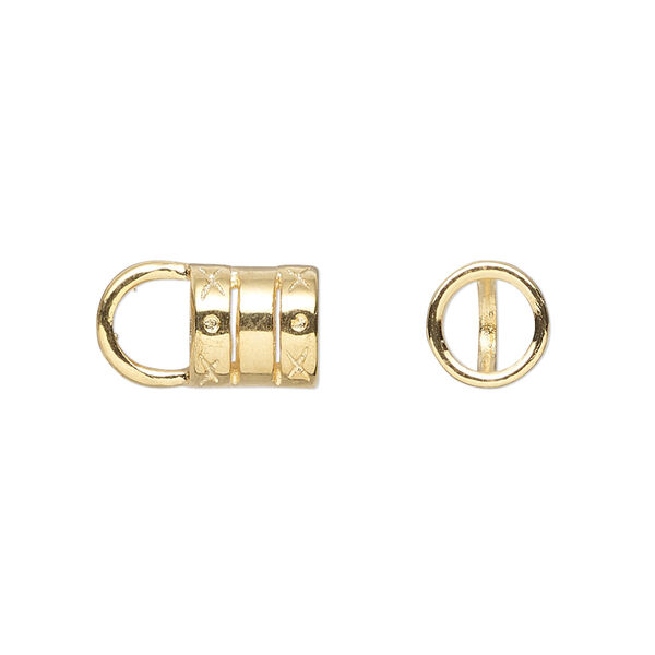 Cord end, glue-in, gold-plated brass, 8.5x8mm tube with 5.7mm inside diameter. Sold per pkg of 10. image number 0