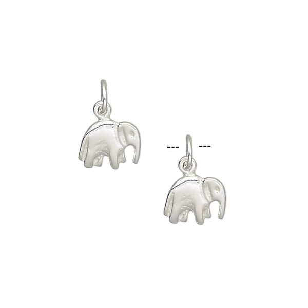 Charm, sterling silver, 9x7mm elephant. Sold per pkg of 2. image number 0