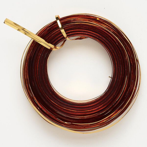 Wire, Westrim®, plastic-coated steel, gold, 4mm wide twist tie. Sold per 25-yard spool. image number 0