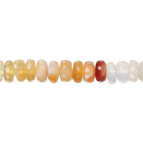 Fire opal 1pkg1, hand-cut faceted rondelle bead natural 17 inch 6x2mm-7x5mm image number 0