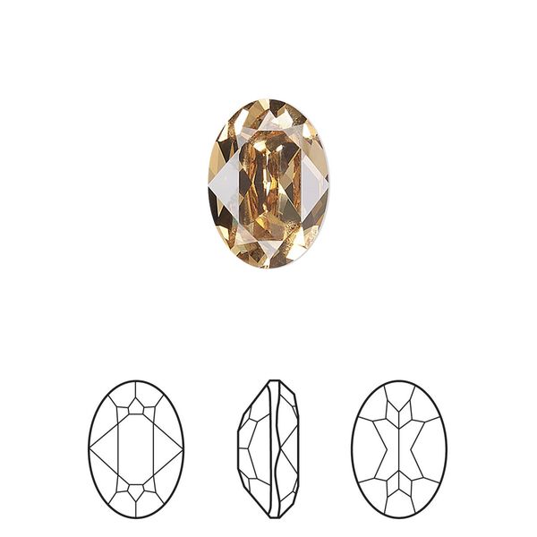 Fancy stone 12pk light Colorado topaz foil back, Crystal Passions® 14x10mm oval 4120 image number 0